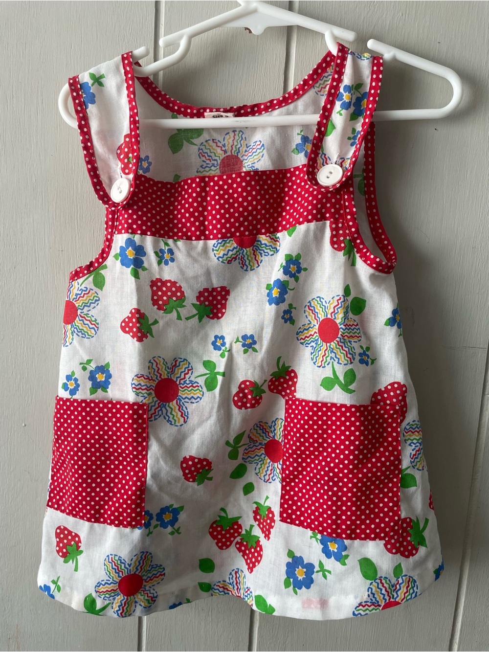Vintage Strawberry Shortcake RARE Baby Girl Pinafore Dress Size 3